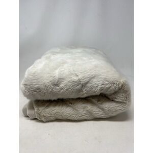 Pottery Barn Ruched Faux Fur Throw Blanket 50x60 White EUC